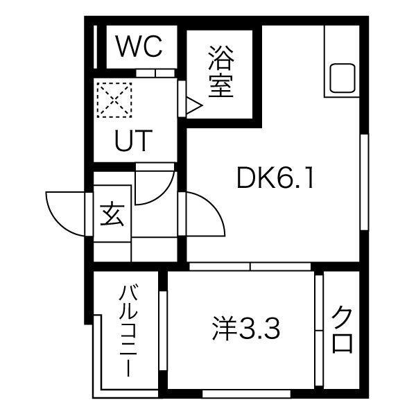 ハーモニーテラス神前III(1DK/1階)の間取り写真