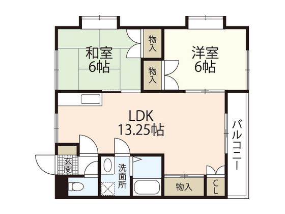 メゾニティ馬木A(2LDK/2階)の間取り写真