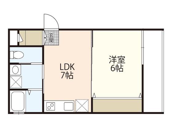 EST上安(1DK/1階)の間取り写真