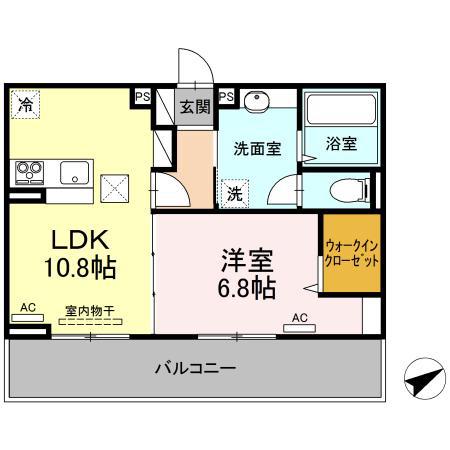 ロイヤルサン B棟(1LDK/2階)の間取り写真