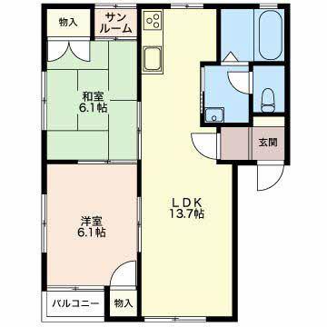 コーポ米田(2LDK/2階)の間取り写真