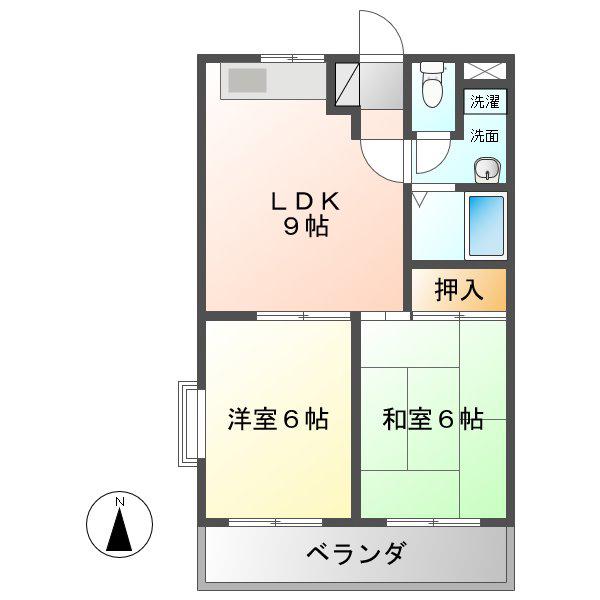 OPUS1(2DK/2階)の間取り写真