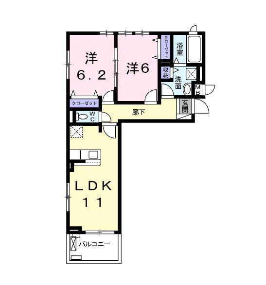 グランクレスタII(2LDK/3階)の間取り写真