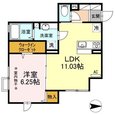メゾン ルミエール(1LDK/2階)の間取り写真