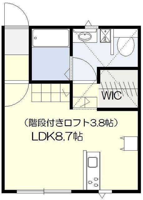 ライズフィルC(ワンルーム/1階)の間取り写真