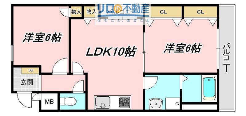 コリーヌベール(2LDK/3階)の間取り写真