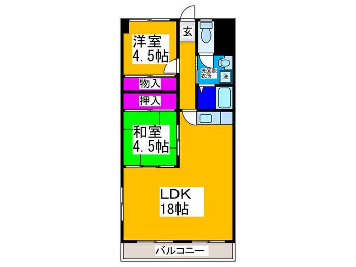 寿マンションII号館 (2LDK/3階)の間取り写真