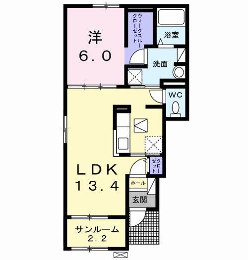 メルティー・アイIII(1LDK/1階)の間取り写真