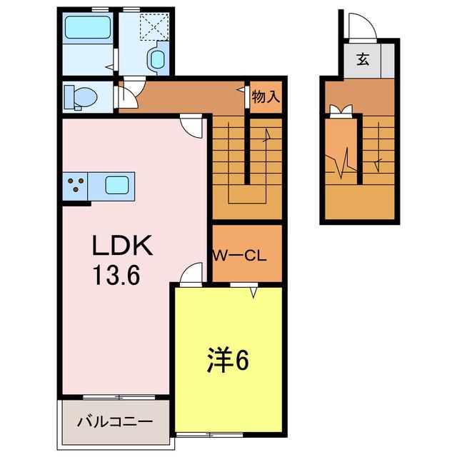 S&DプレミアA(1LDK/2階)の間取り写真