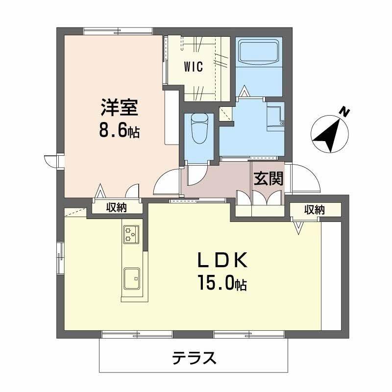 レイクビュー湖都(1LDK/1階)の間取り写真