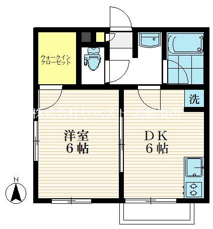 ハイム小金井2号棟(1DK/2階)の間取り写真