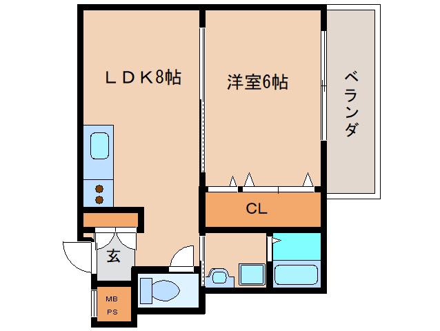 ヒルコート鳥見(1LDK/2階)の間取り写真