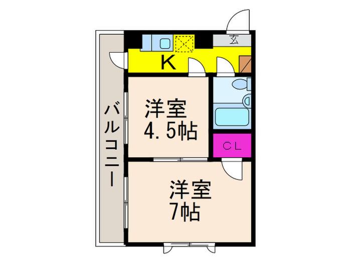 メゾンジェルミナ-ル(2K/2階)の間取り写真