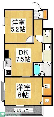 サニーコートN(2DK/2階)の間取り写真