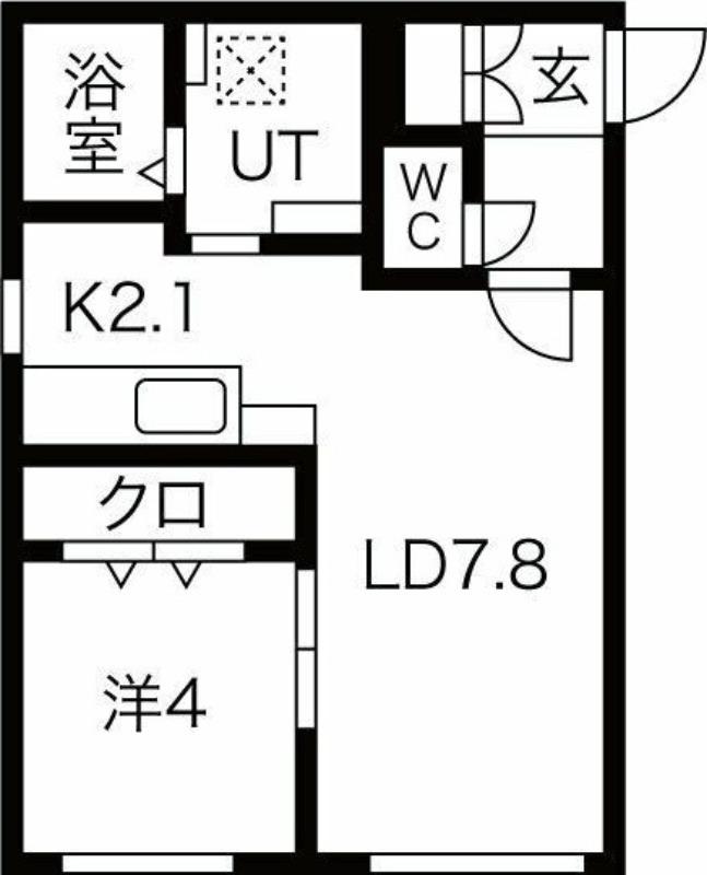 CARDANO麻生(1LDK/2階)の間取り写真