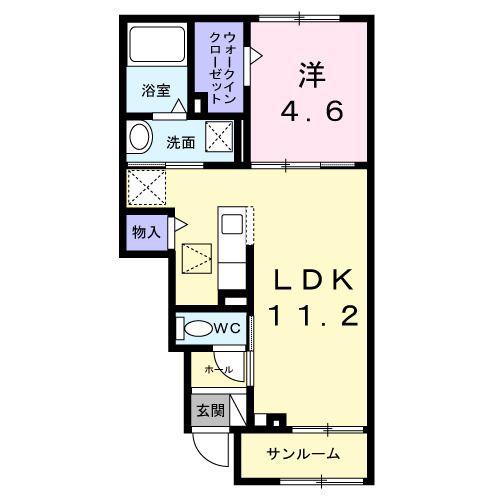 グレイス 八万(1LDK/1階)の間取り写真