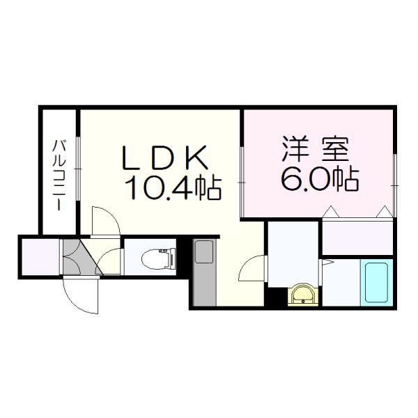 ラリュッシュC(1LDK/1階)の間取り写真
