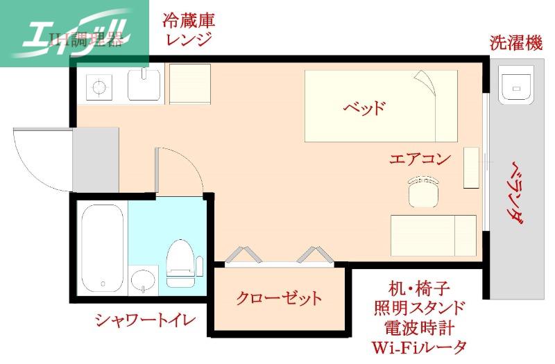 カーサフィオーレ学南町(1K/2階)の間取り写真