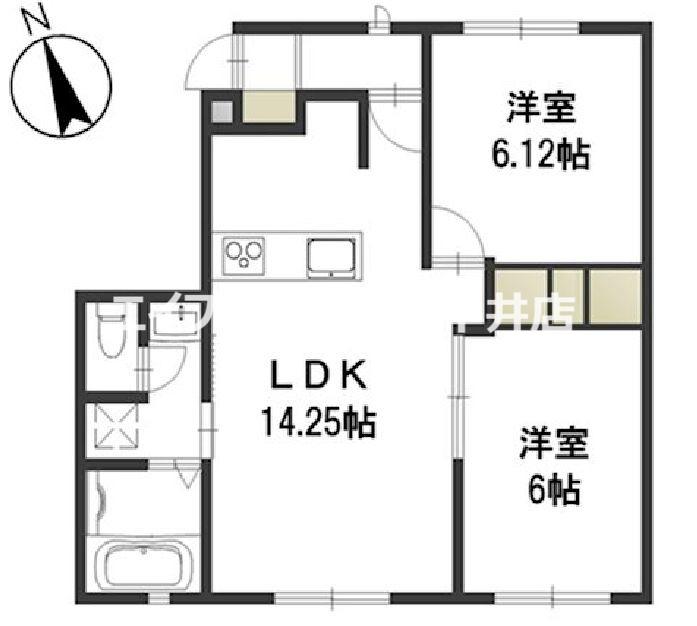 ラ・セーヌ福成 C棟(2LDK/1階)の間取り写真