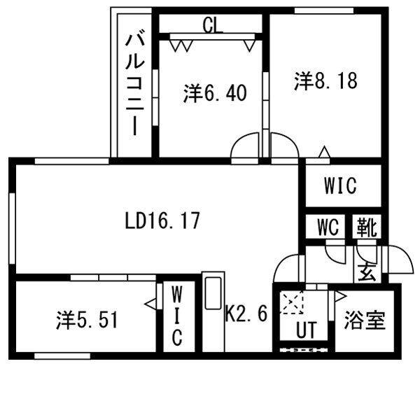 CIEL幌平橋II(3LDK/4階)の間取り写真