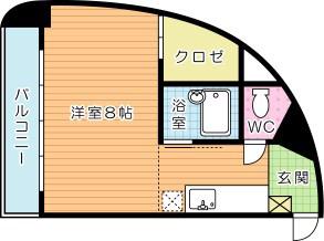 グランベール北九大前(ワンルーム/8階)の間取り写真