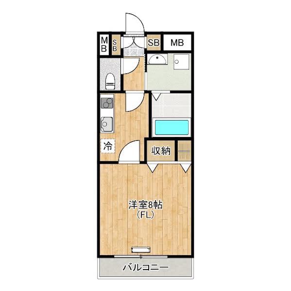 エクセラン勝見(1K/3階)の間取り写真