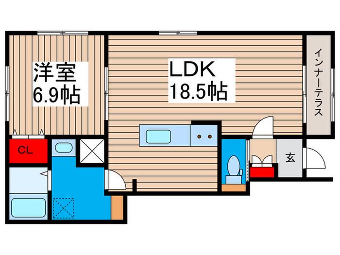 リーブルファイン足立花畑(1LDK/1階)の間取り写真