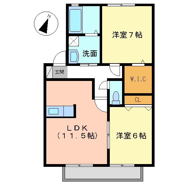 セピアコートII(2LDK/2階)の間取り写真