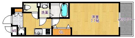 LUXE住道(1K/7階)の間取り写真