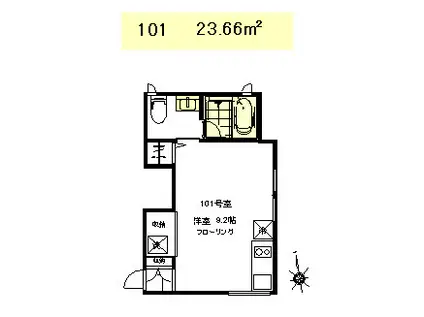 アトリエンテ西つつじヶ丘(ワンルーム/1階)の間取り写真