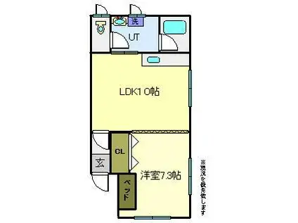 ウエストハイツ(1DK/1階)の間取り写真