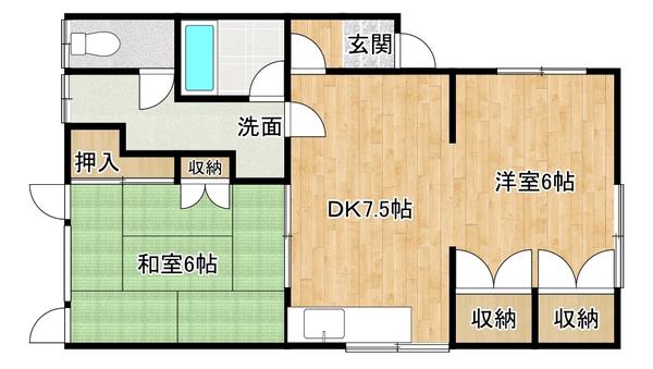 ハラマンション(2DK/1階)の間取り写真