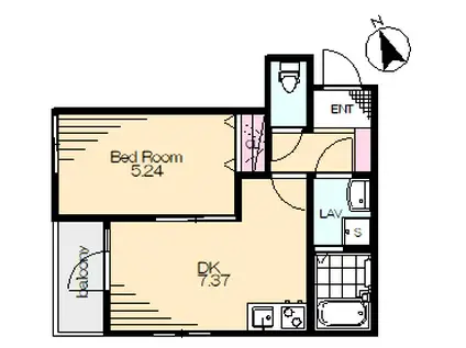 ルデヤハイツ(1DK/2階)の間取り写真