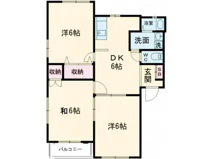 グランジュールJ2(3DK/2階)の間取り写真