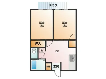 レジデンス鼓ヶ浦(2DK/1階)の間取り写真