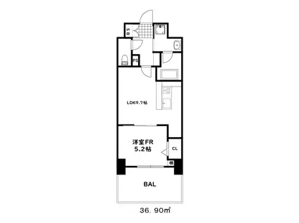 ディーワン兵庫(1LDK/3階)の間取り写真