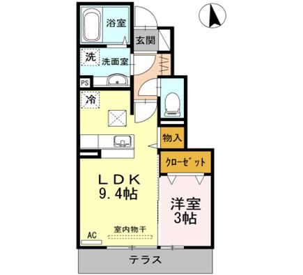 アクシア・プルミエールI(1LDK/1階)の間取り写真