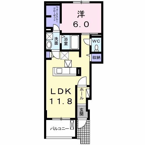 メゾンリヴィエールⅠ(1LDK/1階)の間取り写真