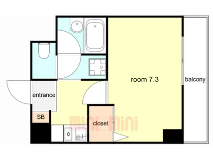 アスティオス湊川(1K/3階)の間取り写真