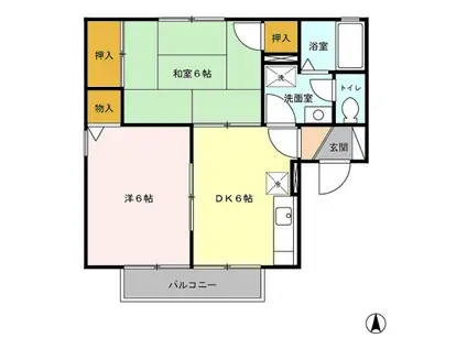 ジュピターズB棟(2DK/2階)の間取り写真