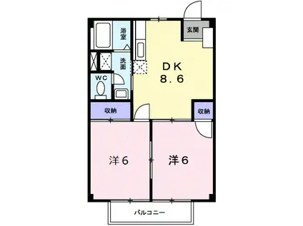 カーム小林(2DK/2階)の間取り写真