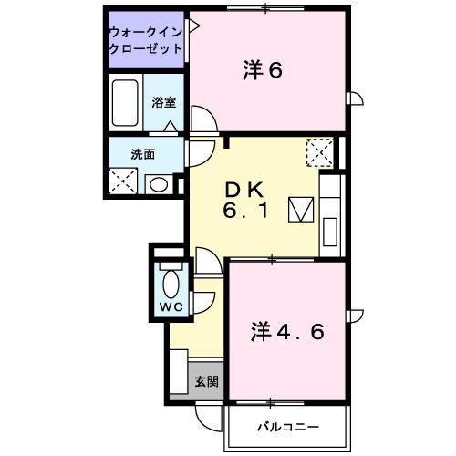 グランパ・イースト(2DK/1階)の間取り写真