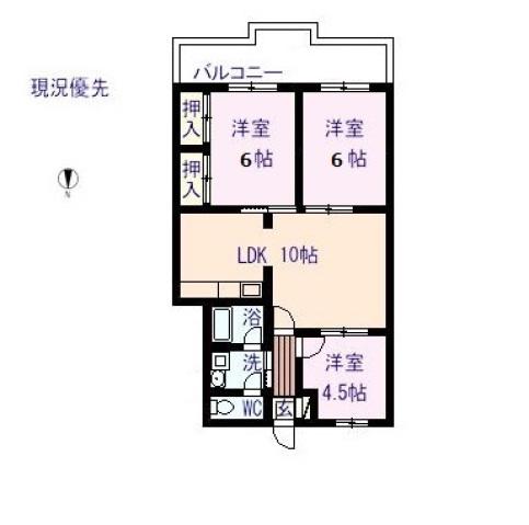 ヴィレッジ柿の木通(3LDK/3階)の間取り写真
