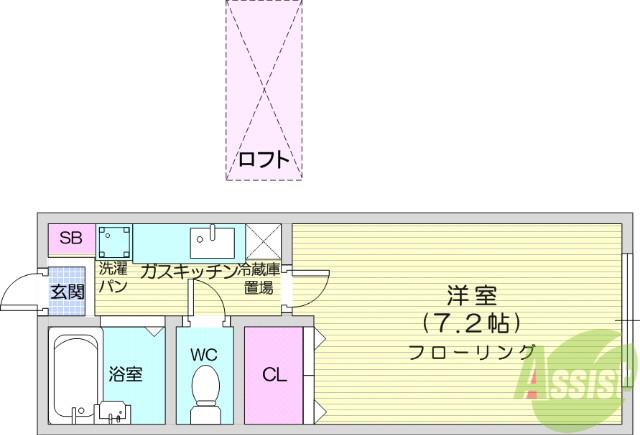 ベルパークみずほ台(1K/2階)の間取り写真