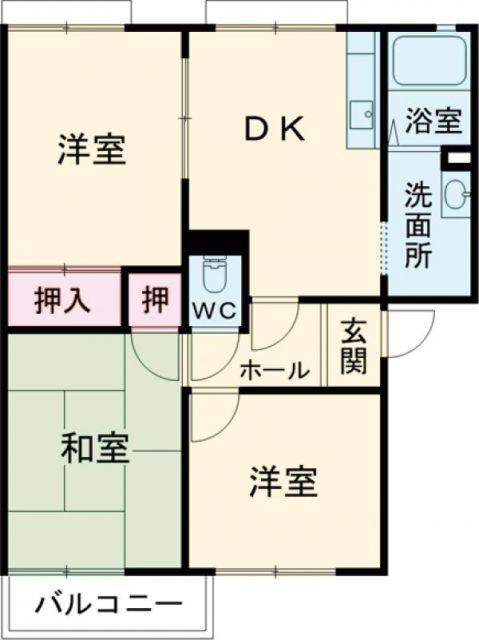ガーデンハイツ緑ヶ丘E(3DK/2階)の間取り写真