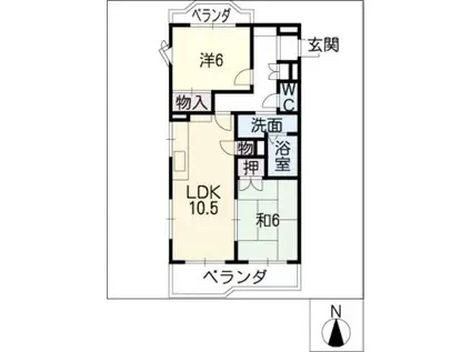 ポニーヒル長久手B棟(2LDK/3階)の間取り写真