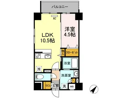 GRANDE・ROUE DAIWA(1LDK/5階)の間取り写真