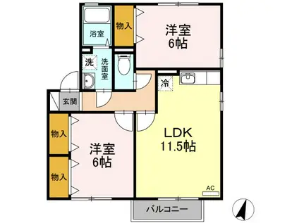 サンモール A(2LDK/2階)の間取り写真