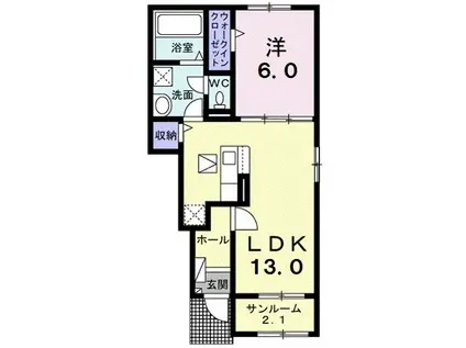 リブリオポラ A(1LDK/1階)の間取り写真