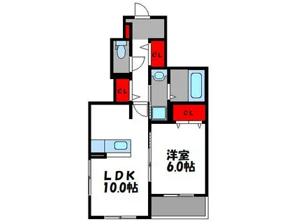 レヴール アム-ル(1LDK/1階)の間取り写真